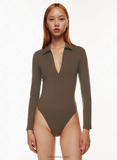 長袖カラードボディスーツ P2L801074 Aritzia Contour Polo Longsleeve Bodysuit