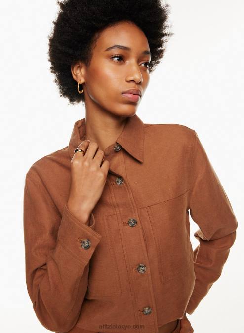 ボタンアップ リネン ジャケット P2L8011190 Aritzia リトル クロップド リネン ジャケット