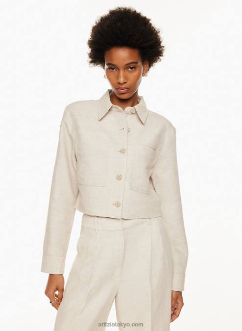 ボタンアップ リネン ジャケット P2L8011191 Aritzia リトル クロップド リネン ジャケット