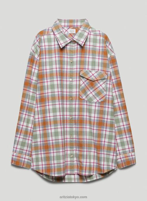 オーバーサイズ フランネル ボタンアップ シャツ P2L804814 Aritzia Marta ボタンアップ