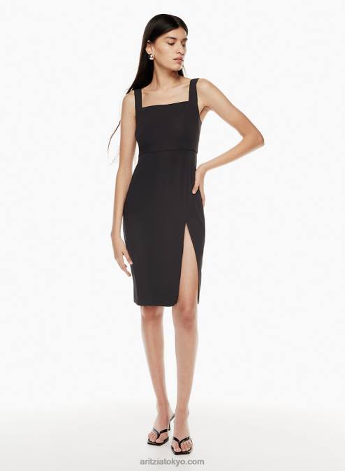 スクエアネックサテンミディドレス P2L805566 Aritzia 90S スリットミディドレス