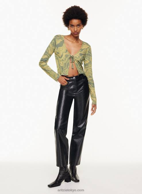 ハイウエスト ヴィーガン レザー パイソン パンツ P2L807489 Aritzia The Melina Pant