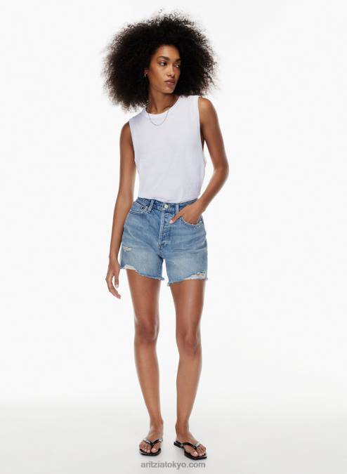 リラックス デニム カットオフ ショーツ P2L808131 Aritzia The Ex Boyfriend Hi-Rise Thigh Jean Short