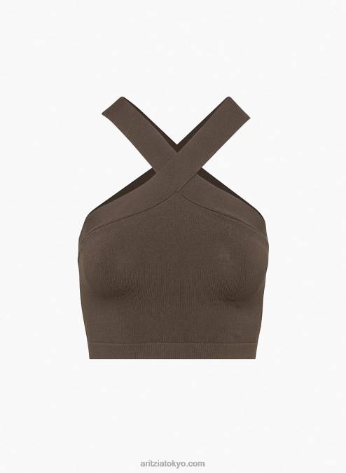 リブホルタートップ P2L80977 Aritzia Sculpt Knit Criss Cross Cropped Tank