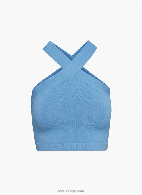 リブホルタートップ P2L80978 Aritzia Sculpt Knit Criss Cross Cropped Tank
