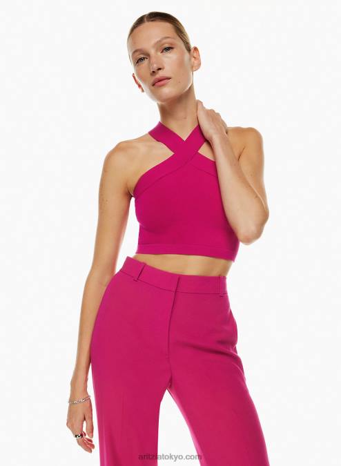 リブホルタートップ P2L80979 Aritzia Sculpt Knit Criss Cross Cropped Tank