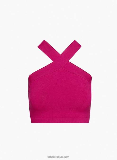 リブホルタートップ P2L80979 Aritzia Sculpt Knit Criss Cross Cropped Tank