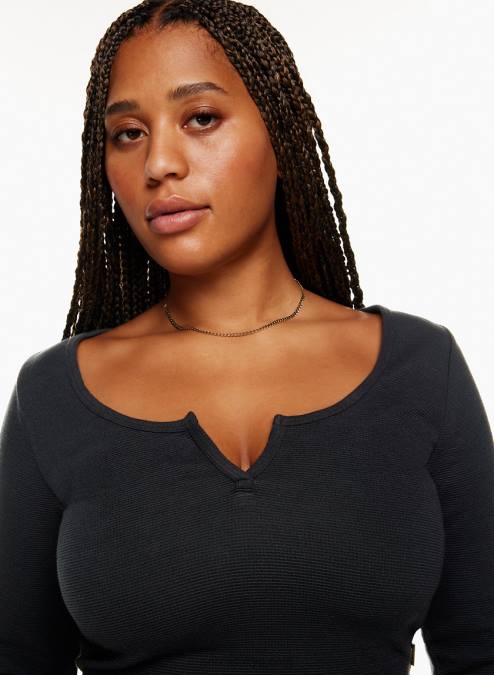 ワッフルニット クロップド ロングスリーブ P2L801273 Aritzia Wafflex スクープネック ノッチ ロングスリーブ