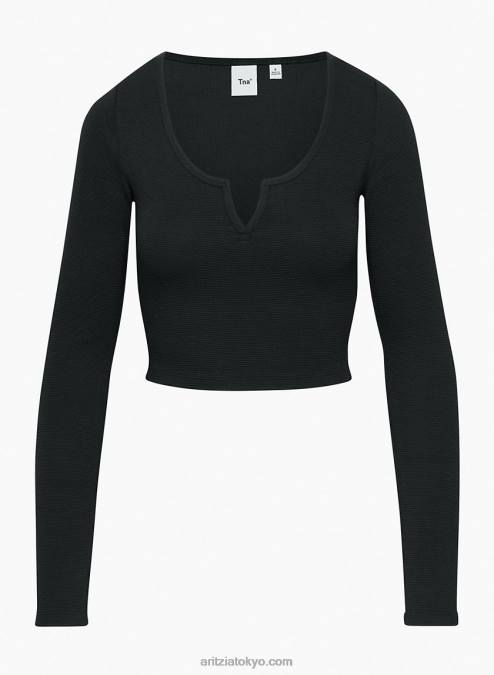 ワッフルニット クロップド ロングスリーブ P2L801273 Aritzia Wafflex スクープネック ノッチ ロングスリーブ