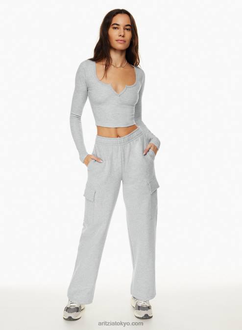 ワッフルニット クロップド ロングスリーブ P2L801274 Aritzia Wafflex スクープネック ノッチ ロングスリーブ