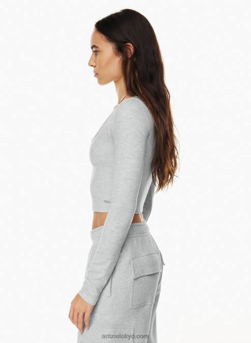 ワッフルニット クロップド ロングスリーブ P2L801274 Aritzia Wafflex スクープネック ノッチ ロングスリーブ