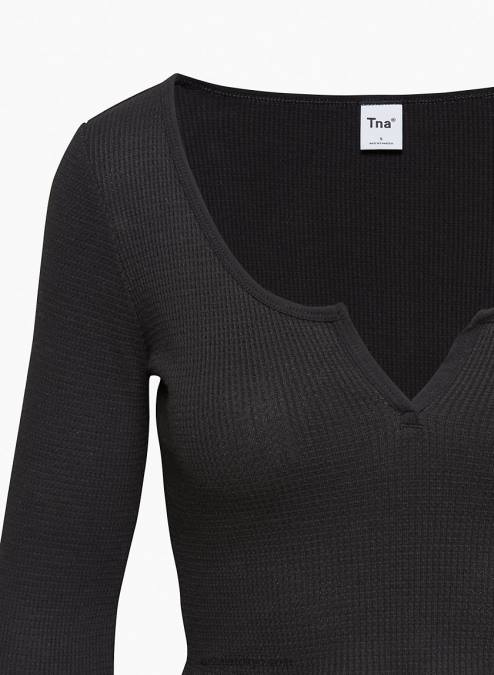 クロップド サーマル ロングスリーブ P2L801939 アリツィア ワッフル スクープネック ロングスリーブ