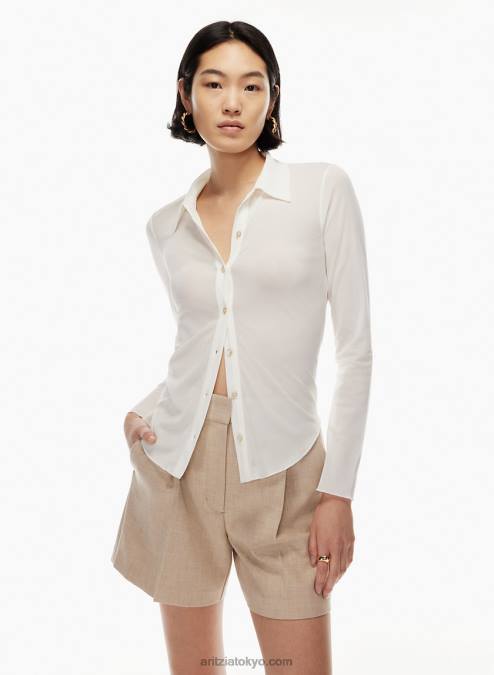 メッシュ ボタンアップ ロングスリーブ P2L80817 アリツィア ポーズ ロングスリーブ