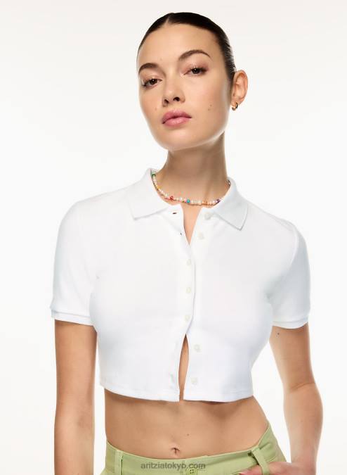 クロップド リブ ポロシャツ P2L80868 Aritzia Audio トップ