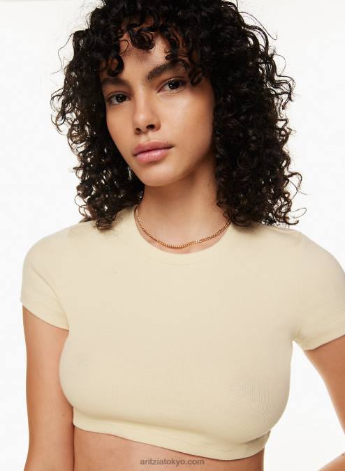 クロップド クルーネック Tシャツ P2L80114 Aritzia Ribbed Ribcage Tシャツ