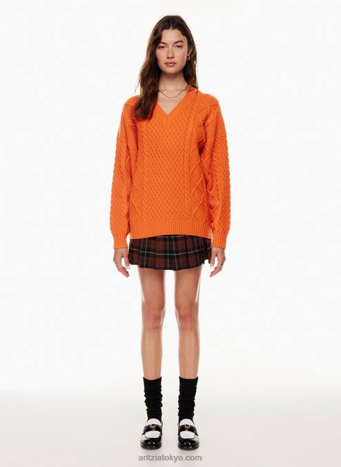 Vネックケーブルニットセーター P2L803418 Aritzia Peggy Vネックセーター