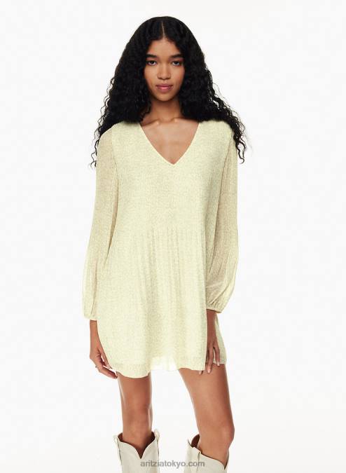 プリーツVネックミニドレス P2L806703 Aritzia Daydreamer Vネックドレス